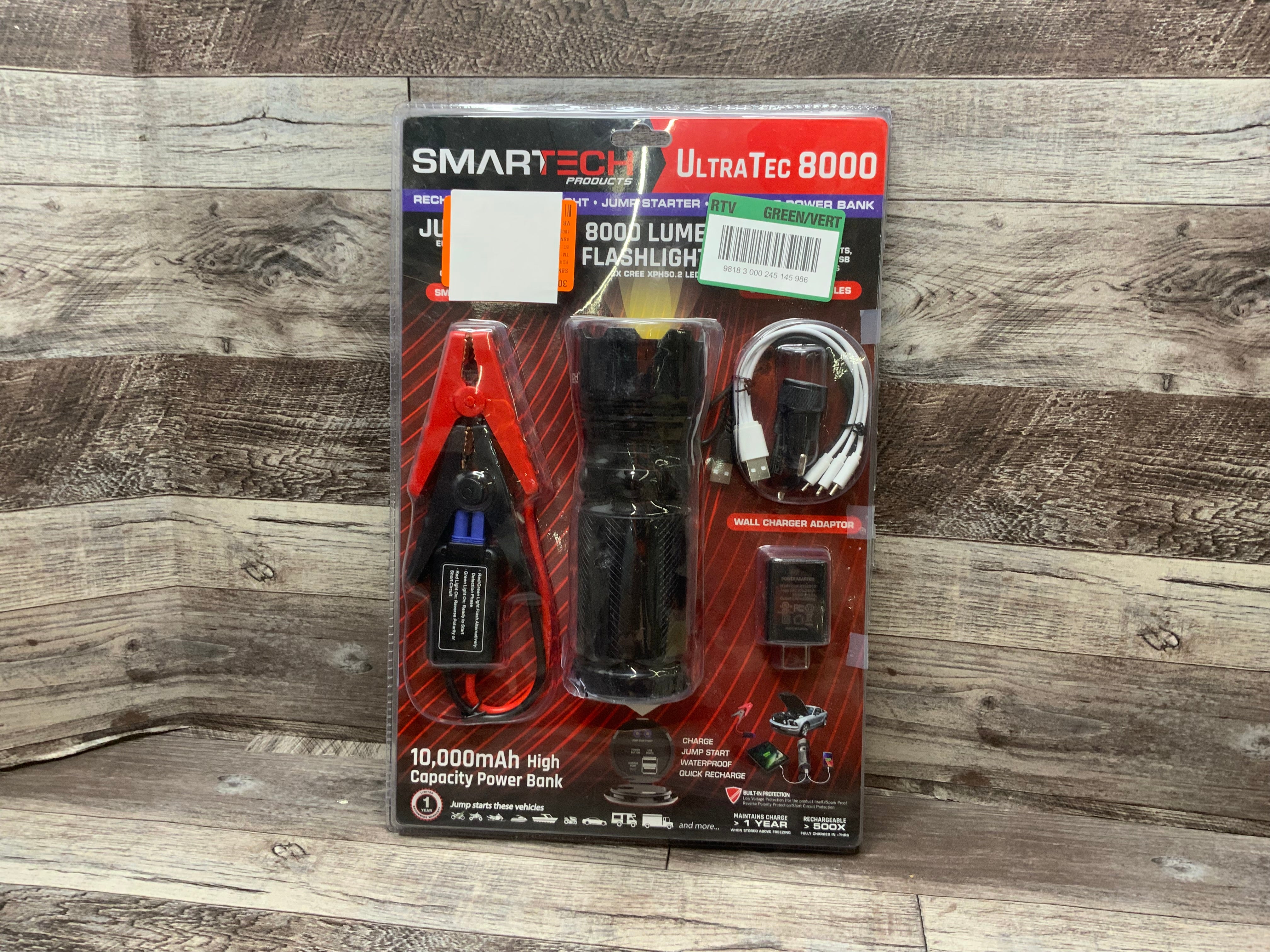Smartech 8000 Lumen Rechargeable Flashlight W/ Jump Starter and Power Bank (8128824639726)